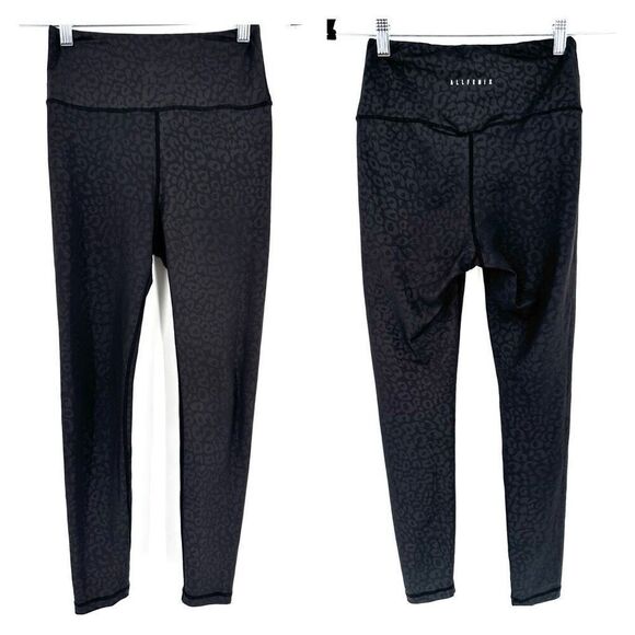 Anthropologie AllFelix Leopard Print Leggings Black Small 25” Active Running - Picture 8 of 14